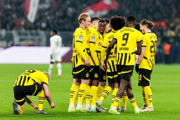 UEFA Champions League, Borussia Dortmund - LOSC Lille; 04.03.2025 Jubel zum 1:0 durch Karim Adeyemi (Borussia Dortmund, 27) UEFA Champions League Achtelfinale Hinspiel, Borussia Dortmund - LOSC Lille; Dortmund, SIGNAL IDUNA PARK am 04.03.2025 Copyright: xBEAUTIFULxSPORTS Wunderlx