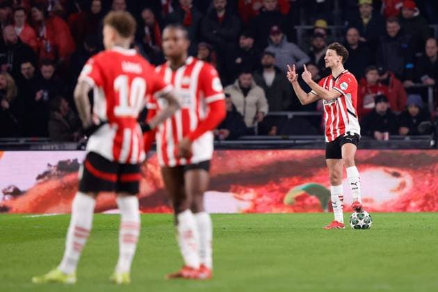 EINDHOVEN, 04-03-2025, Philips Stadium, UEFA Champions League, round of 16 1st leg, season 2024 25, match between PSV and Arsenal, PSV player Olivier Boscagli after the 0-3 PSV - Arsenal  x28168852x Copyright: