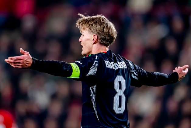 Arsenal midfielder Martin Odegaard during the match PSV - Arsenal at the Philips stadium for the UEFA Champions League- Round of 16 - 1st leg season 2024-2025 in EINDHOVEN, Netherlands on 4 march 2025, (photo by Marcel van Dorst EYE4images DeFodi Images)