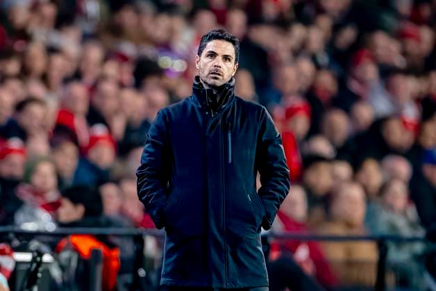Arsenal trainer Mikel Arteta during the match PSV - Arsenal at the Philips stadium for the UEFA Champions League- Round of 16 - 1st leg season 2024-2025 in EINDHOVEN, Netherlands on 4 march 2025, (photo by Marcel van Dorst EYE4images DeFodi Images)