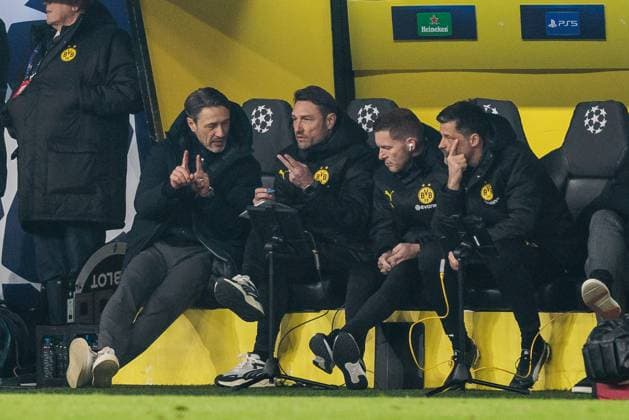 UEFA Champions League, Borussia Dortmund - LOSC Lille; 04.03.2025 Niko Kovac (Chef-Trainer Borussia Dortmund) und sein Team beraten sich unter dem Spiel UEFA Champions League Achtelfinale Hinspiel, Borussia Dortmund - LOSC Lille; Dortmund, SIGNAL IDUNA PARK am 04.03.2025 Copyright: xBEAUTIFULxSPORTS Wunderlx