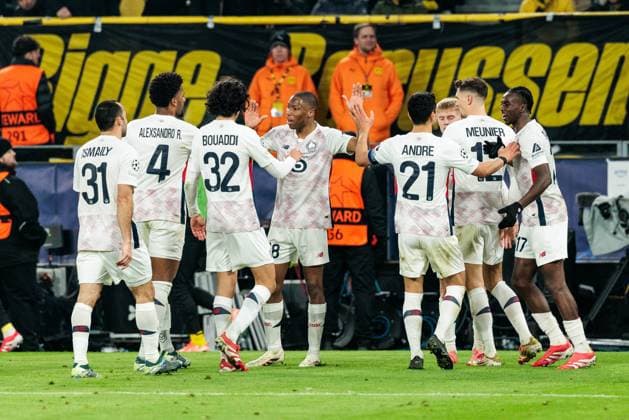 UEFA Champions League, Borussia Dortmund - LOSC Lille; 04.03.2025 Jubel zum 1:1 durch Hakon Arnar Haraldsson (LOSC Lille, 7) UEFA Champions League Achtelfinale Hinspiel, Borussia Dortmund - LOSC Lille; Dortmund, SIGNAL IDUNA PARK am 04.03.2025 Copyright: xBEAUTIFULxSPORTS Wunderlx