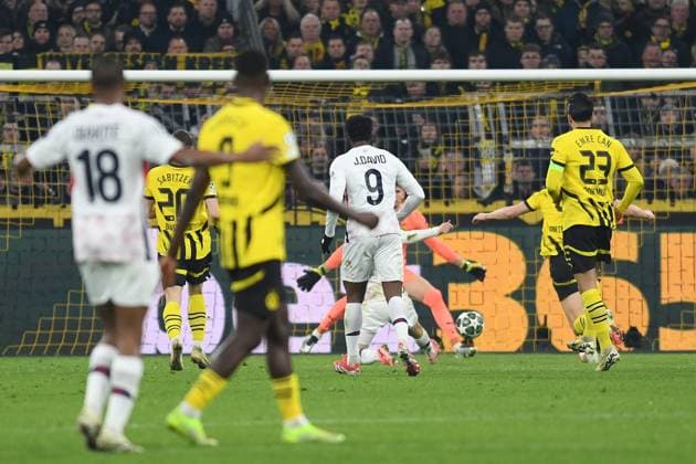 Hakon Arnar Haraldsson (Lille OSC) scores his team™s first goal during the UEFA Champions League 2024 25 Round of 16 First Leg match between Borussia Dortmund and LOSC Lille at Signal Iduna Park on March 4, 2025 in Dortmund, Germany. (Photo by Ralf Treese DeFodi Images)
