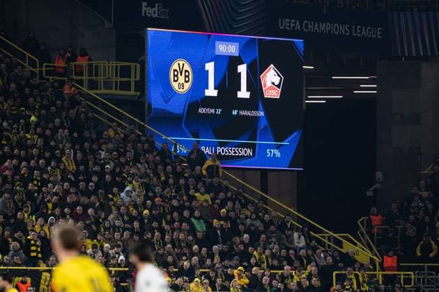 GER, UEFA Champions League, Borussia Dortmund vs OSC Lille 04.03.2025, Signal Iduna Park, Dortmund, GER, UEFA Champions League, Borussia Dortmund vs OSC Lille Im Bild: Endergebnis