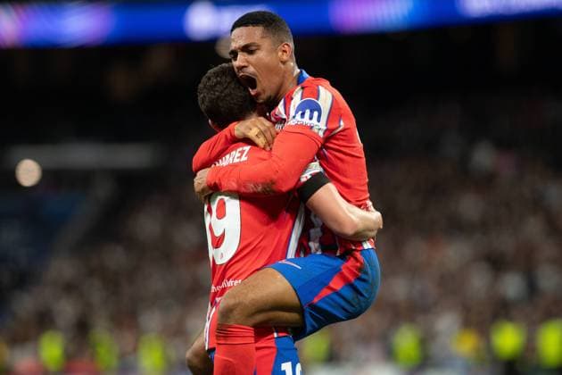UEFA Champions League soccer match Real Madrid vs Atletico de Madrid at Santiago Bernabeu Stadium in Madrid, Spain, 04 March 2025 Julian Alvarez celebrates a goal 900 Cordon Press  900 CordonxPress LOF - UEFA Champions League Real Madrid vs Atletico de Madrid