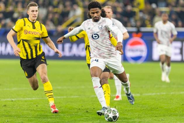 UEFA Champions League, Borussia Dortmund - LOSC Lille; 04.03.2025 Alexsandro (LOSC Lille, 4), Nico Schlotterbeck (Borussia Dortmund, 4). UEFA Champions League, Borussia Dortmund - LOSC Lille, Hinspiel Achtelfinale, am 04.03.2025, Signal-Iduna Park, Dortmund Copyright: xBEAUTIFULxSPORTS Meuselx