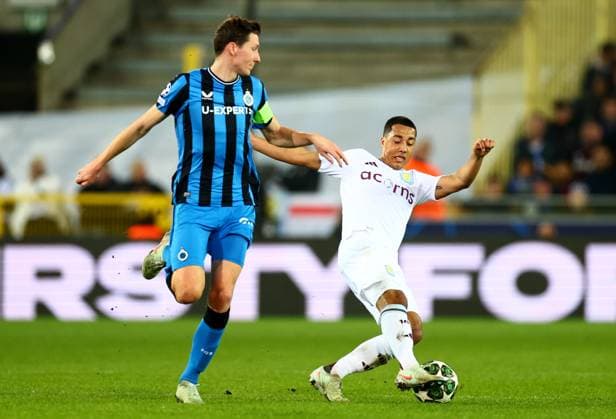Youri Tielemans of Aston Villa and Hans Vanaken of Club Brugge. Club Brugge v Aston Villa, UEFA Champions League, Round of 16, First Leg, Football, Jan Breydel Stadium, Brugge, Belgium - 04 Mar 2025 EDITORIAL USE ONLY No use with unauthorised audio, video, data, fixture lists, club league logos or live services. Online in-match use limited to 120 images, no video emulation. No use in betting, games or single club league player publications.  Copyright: xJamesxMarsh Shutterstockx 15176976ct