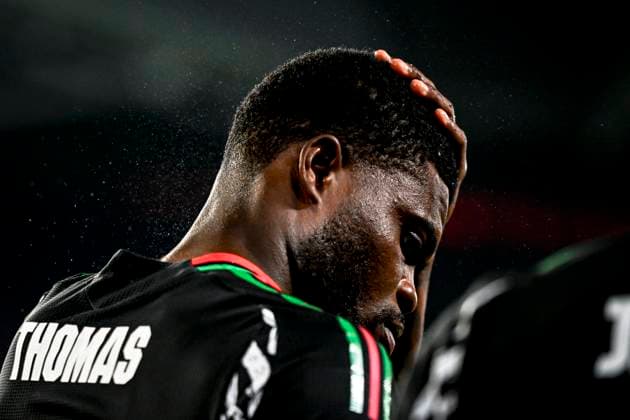 Arsenal midfielder Thomas Partey, during the match PSV - Arsenal at the Philips stadium for the UEFA Champions League- Round of 16 - 1st leg season 2024-2025 in EINDHOVEN, Netherlands on 4 march 2025, (photo by Stefan Koops EYE4images DeFodi Images)