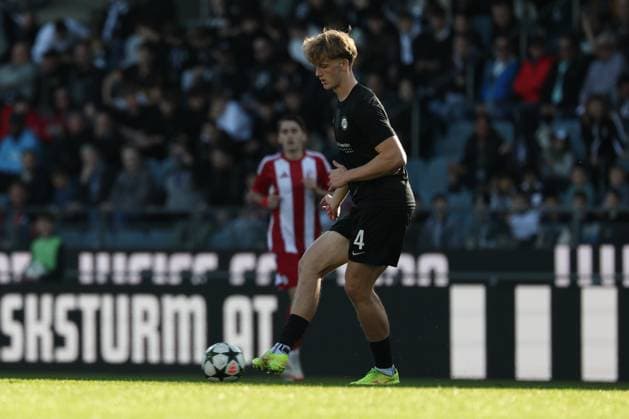 SOCCER - UEFA YL, Sturm vs Olympiacos GRAZ,AUSTRIA,05.MAR.25 - SOCCER - UEFA Youth League, round of 16, SK Sturm Graz vs Olympiacos FC. Image shows Konstantin Schopp (Sturm).  GEPAxpictures xChrisxBauer