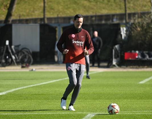 05.03.2025 Frankfurt am Main, Deutsche Bank Park Bundesliga Saison 2024 2025 Eintracht Frankfurt - Training Cheftrainer Dino Toppmöller Eintracht Frankfurt DFL DFB REGULATIONS PROHIBIT ANY USE OF PHOTOGRAPHS AS IMAGE SEQUENCES AND OR QUASI-VIDEO.
