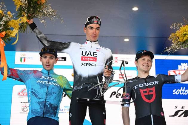 05-03-2025 Trofeo Laigueglia; 2025, Uae Team Emirates - Xrg; 2025, Xds - Astana; 2025, Tudor; Ayuso Pesquera, Juan; Scaroni, Christian; Storer, Michale; Laigueglia; 