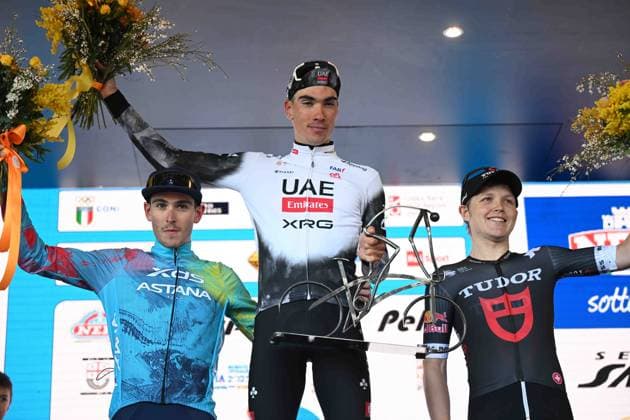 05-03-2025 Trofeo Laigueglia; 2025, Uae Team Emirates - Xrg; 2025, Xds - Astana; 2025, Tudor; Ayuso Pesquera, Juan; Scaroni, Christian; Storer, Michale; Laigueglia; 