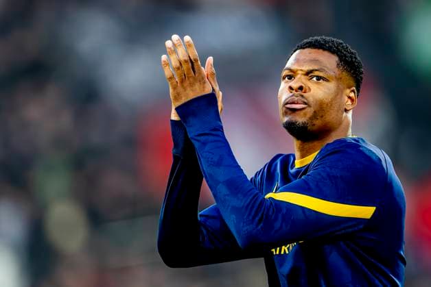 FC Internazionale Milan defender Denzel Dumfries during the match Feyenoord - Inter at the Stadium De Kuip for the UEFA Champions League - Round of 16 - 1st leg season 2024-2025 in ROTTERDAM, Netherlands on 5 march 2025, (photo by Marcel van Dorst EYE4images DeFodi Images)