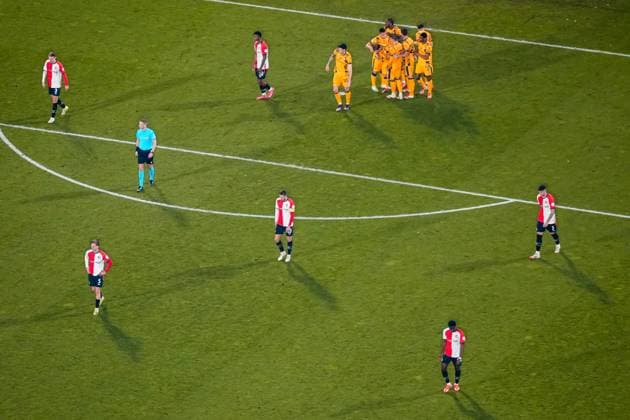 UEFA Champions League: Feyenoord v FC Inter Milan Rotterdam - David Hancko of Feyenoord during the 1st leg of the round of 16 of new format of the Champions League 2024 2025. The match is set between Feyenoord and FC Inter Milan at Stadion Feijenoord De Kuip on 5 March 2025 in Rotterdam, The Netherlands. Copyright: xBastiaanxPoutsmax