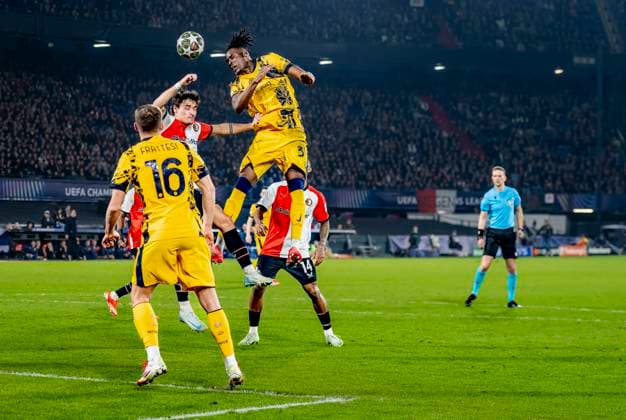 FC Internazionale Milan defender Yann Bisseck during the match Feyenoord - Inter at the Stadium De Kuip for the UEFA Champions League - Round of 16 - 1st leg season 2024-2025 in ROTTERDAM, Netherlands on 5 march 2025, (photo by Marcel van Dorst EYE4images DeFodi Images)