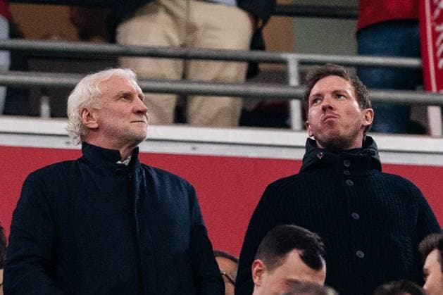 UEFA Champions League, FC Bayern München - Bayer 04 Leverkusen; 05.03.2025 Rudi Völler und Julian Nagelsmann (Bundestrainer Deutschland) auf der Tribüne UEFA Champions League Achtelfinale Hinspiel, FC Bayern München - Bayer 04 Leverkusen; München, Allianz Arena am 05.03.2025 Copyright: xBEAUTIFULxSPORTS Wunderlx