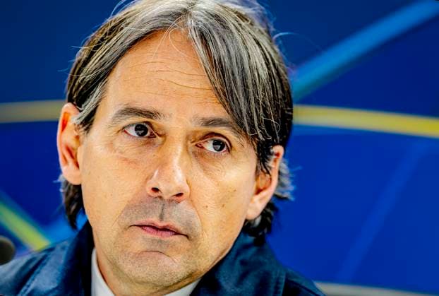 FC Internazionale Milan trainer Simone Inzaghi during te press conference, PK, Pressekonferenz after the match Feyenoord - Inter at the Stadium De Kuip for the UEFA Champions League - Round of 16 - 1st leg season 2024-2025 in ROTTERDAM, Netherlands on 5 march 2025, (photo by Marcel van Dorst EYE4images DeFodi Images)