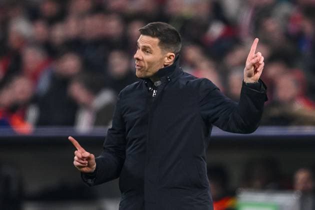 Trainer Xabi Alonso (Bayer 04 Leverkusen) gestures during the UEFA Champions League 2024 25 Round of 16 First Leg match between FC Bayern München and Bayer 04 Leverkusen at Allianz Arena on March 5, 2025 in Munich, Germany. (Photo by Harry Langer DeFodi Images)