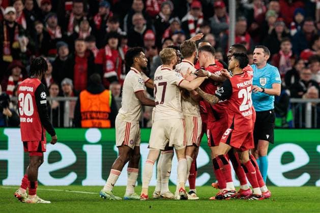 UEFA Champions League, FC Bayern München - Bayer 04 Leverkusen; 05.03.2025 Rudelbildung UEFA Champions League Achtelfinale Hinspiel, FC Bayern München - Bayer 04 Leverkusen; München, Allianz Arena am 05.03.2025 Copyright: xBEAUTIFULxSPORTS Wunderlx