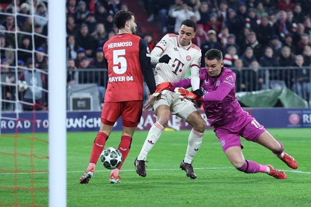 Fußball UEFA Champions League Achtelfinale FC Bayern München - Bayer 04 Leverkusen am 05.03.2025 in der Allianz Arena in München Tor zum 2:0 durch Jamal Musiala ( München )