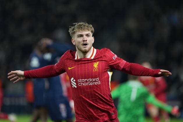 Harvey Elliot of Liverpool celebrates after he puts his side 1-0 ahead Paris Saint-Germain v Liverpool, UEFA Champions League, Round of 16, First Leg, Football, Parc des Princes, Paris, France - 05 Mar 2025 EDITORIAL USE ONLY No use with unauthorised audio, video, data, fixture lists, club league logos or live services. Online in-match use limited to 120 images, no video emulation. No use in betting, games or single club league player publications. Copyright: xDavexWinter Shutterstockx 15178313cg