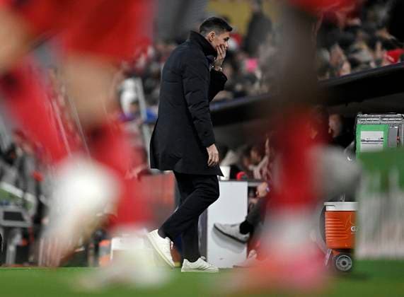 05.03.2025, Fussball UEFA Champions League 2024 2025: Achtelfinale, FC Bayern München - Bayer 04 Leverkusen, in der Allianz-Arena München. Trainer Xabi Alonso (Bayer Leverkusen) enttäuscht
