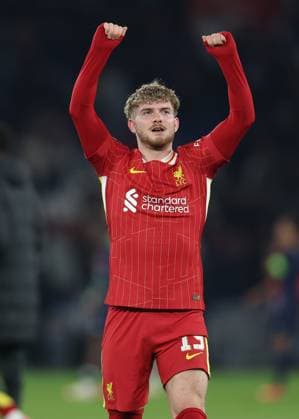 Paris, France, 5th March 2025. Harvey Elliott of Liverpool celebrates after the UEFA Champions League match Paris Saint Germain vs Liverpool at Le Parc des Princes, Paris. Picture credit should read: Paul Terry Sportimage EDITORIAL USE ONLY. No use with unauthorised audio, video, data, fixture lists, club league logos or live services. Online in-match use limited to 120 images, no video emulation. No use in betting, games or single club league player publications. SPI_040_PT_PSG_Liverpool SPI-3726-0040