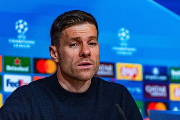 05.03.2025, FC Bayern München vs. Bayer Leverkusen, UEFA Champions League, Achtelfinale-Hinspiel Pressekonferenz mit Xabi Alonso (Bayer 04 Leverkusen, Chef-Trainer) Copyright: xBahhoxKarax