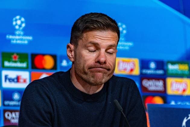 05.03.2025, FC Bayern München vs. Bayer Leverkusen, UEFA Champions League, Achtelfinale-Hinspiel Pressekonferenz mit Xabi Alonso (Bayer 04 Leverkusen, Chef-Trainer) Copyright: xBahhoxKarax