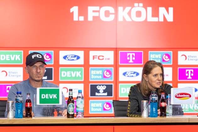 Pressekonferenz 1. FC Köln, 06.03.2025 Gerhard Struber und Britta Carlson bei der Pressekonferenz des 1. FC Köln, am 06.03.2025, RheinEnergie-Stadion, Köln.