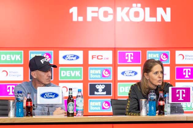 Pressekonferenz 1. FC Köln, 06.03.2025 Gerhard Struber und Britta Carlson bei der Pressekonferenz des 1. FC Köln, am 06.03.2025, RheinEnergie-Stadion, Köln.