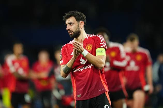 Bruno Fernandes of Manchester United, ManU Real Sociedad v Manchester United, UEFA Europa League match, Round of 16, first leg. Football, Reale Arena Stadium, San Sebastian, Spain - 6 March 2025 Editorial use only  Copyright: xBlanco PRESSINPHOTO Shutterstockx 15182705cz