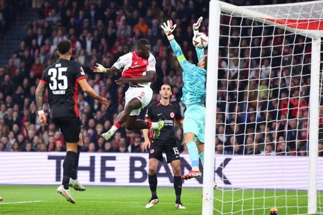 AMSTERDAM, 06-03-2025 , JohanCruyff Arena , UEFA Europa League Football season 2024 2025 , match between Ajax and Eintracht Frankfurt. Ajax player Brian Brobbey scores the goal 1-0 Ajax - Eintracht Frankfurt  x28190272x Copyright: