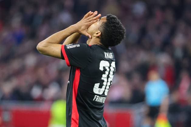 UEFA Europa League - Ajax Amsterdam - Eintracht Frankfurt am 06.03.2025 in der Johan Cruijff ArenA in Amsterdam Ansgar Knauff (Frankfurt 36) unzufrieden, enttäuscht, enttaeuscht, niedergeschlagen.