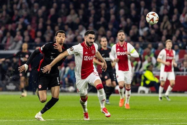 UEFA Europa League: Ajax Amsterdam - Eintracht Frankfurt; 06.03.2025 Hugo Ekitike (Eintracht Frankfurt, 11), Josip Sutalo (Ajax Amsterdam, 37) UEFA Europa League: Ajax Amsterdam - Eintracht Frankfurt; Johan Cruijff Arena, Amsterdam; 06.03.2025 Copyright: xBEAUTIFULxSPORTS Buriakovx