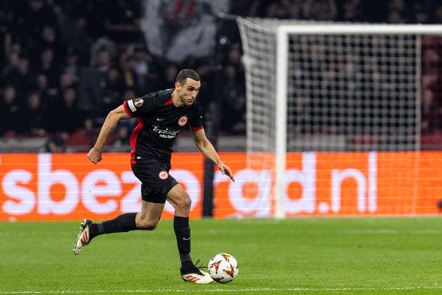 UEFA Europa League: Ajax Amsterdam - Eintracht Frankfurt; 06.03.2025 Ellyes Skhiri (Eintracht Frankfurt, 16) UEFA Europa League: Ajax Amsterdam - Eintracht Frankfurt; Johan Cruijff Arena, Amsterdam; 06.03.2025 Copyright: xBEAUTIFULxSPORTS Buriakovx