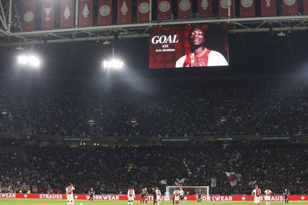 AMSTERDAM, 06-03-2025 , JohanCruyff Arena , UEFA Europa League Football season 2024 2025 , match between Ajax and Eintracht Frankfurt. Ajax player Brian Brobbey scores the goal 1-0 Ajax - Eintracht Frankfurt  x28191128x Copyright: