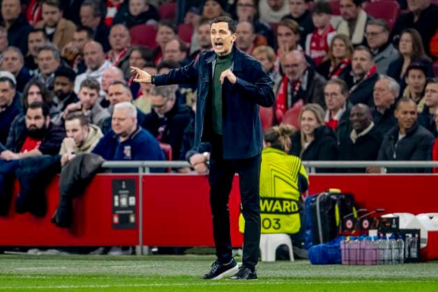 Eintracht Frankfurt trainer Dino Toppmoller during the match Ajax - Eintracht at the Johan Cruijff ArenA for the UEFA Europa League - Round of 16 - 1st leg season 2024-2025 in AMSTERDAM, Netherlands on 6 march 2025, (photo by Marcel van Dorst EYE4images DeFodi Images)