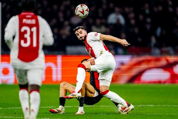 AFC Ajax Amsterdam defender Josip Sutalo during the match Ajax - Eintracht at the Johan Cruijff ArenA for the UEFA Europa League - Round of 16 - 1st leg season 2024-2025 in AMSTERDAM, Netherlands on 6 march 2025, (photo by Marcel van Dorst EYE4images DeFodi Images)