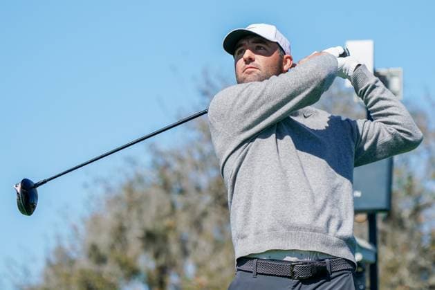 March 6, 2025, Orlando, Florida, USA: Scottie Scheffler tees off the 8th hole during the first round of the Arnold Palmer Invitational presented by Mastercard at Bay Hill Club & Lodge. Orlando USA - ZUMAw109 20250306_fap_w109_002 Copyright: xDebbyxWongx
