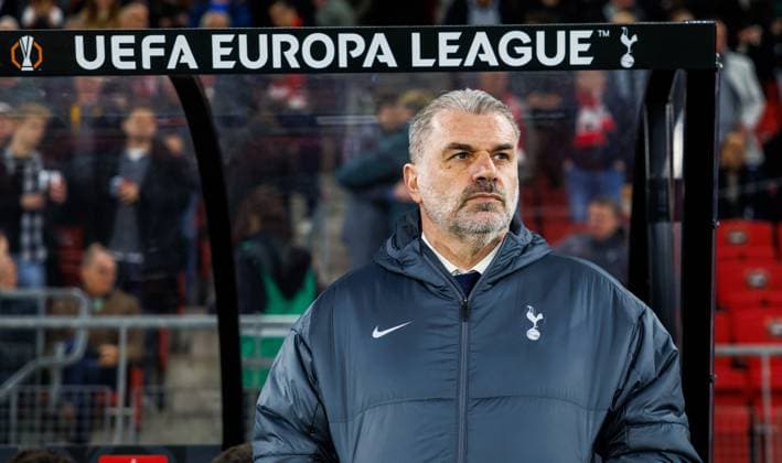 Tottenham Hotspur head coach Ange Postecoglou during the match AZ - Tottenham at the AFAS stadium for the UEFA Europa League - Round of 16 - 1st leg season 2024-2025 in ALKMAAR, Netherlands on 6 march 2025, (photo by Jules van Iperen EYE4images DeFodi Images)