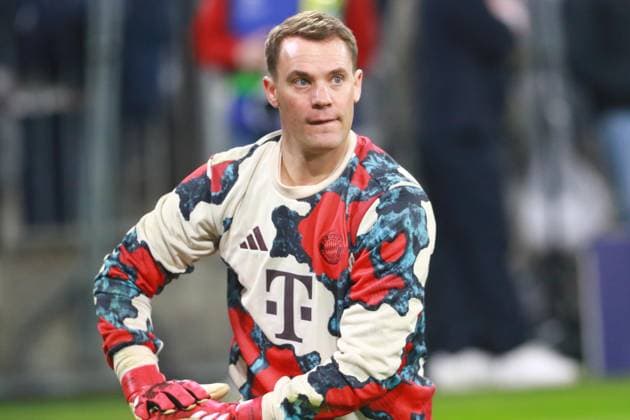 1 Manuel Neuer (FCB) am Boden, Portraet, Portrait, Fussball FC Bayern München - Bayer 04 Leverkusen UEFA Champions League 05.03.2025 Allianz Arena FOTO: Mladen Lackovic LakoPress