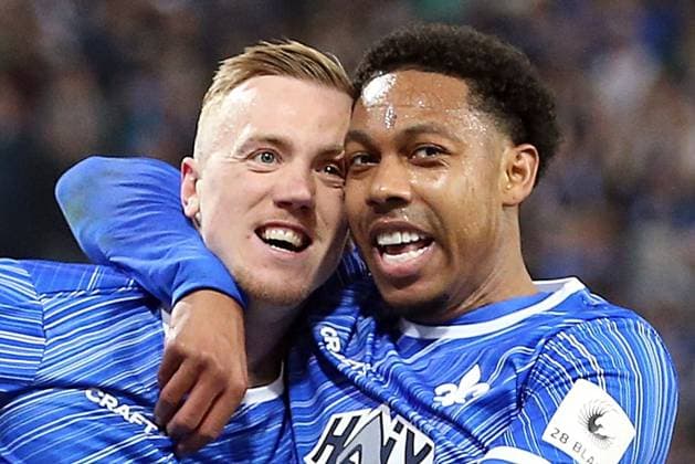 07.03.2025, xrekx, Fussball 2.Bundesliga, SV Darmstadt 98 - Karlsruher SC v.l. Torjubel nach dem Tor zum 1:0 celebrating the goal celebrate durch Isac Lidberg (SV Darmstadt 98) mit Patrick Boetius (SV Darmstadt 98) (DFL DFB REGULATIONS PROHIBIT ANY USE OF PHOTOGRAPHS as IMAGE SEQUENCES and or QUASI-VIDEO) Darmstadt