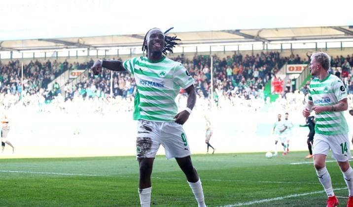 Futkeu Torjubel 1-0 , Greuther Fürth-1.FC Magdeburg , 2.Bundesliga, Spieltag 25, Fußball , in den Sportpark Ronhof Thomas Sommer Stadion , Fiürth , Bayern , Deutschland . März 08, 2025 . Photo by: Davide Elias Ipa Photo Pressefoto DENL Copyright: xDavidexEliasx