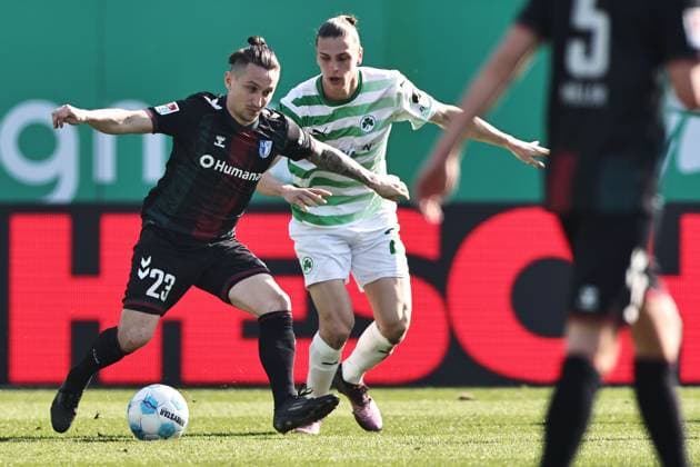 Baris Atik, Magdeburg, im Rückrundenspiel der Saison 2024 2025 zwischen SpVgg Greuther Fürth und dem 1. FC Magdeburg (1:1) in Fürth; 08 03 2025; -