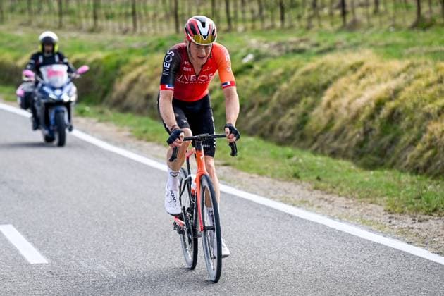 British Connor Swift of Ineos Grenadiers pictured in action during the men elite Strade Bianche one day cycling race, 213km from and to Siena, Italy on Saturday 08 March 2025. DIRKxWAEM  x114501657x