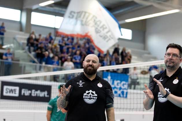 1. Volleyball Bundesliga Frauen: Schwarz-Weiss Erfurt vs. Allianz MTV Stuttgart; Erfurt; 08.03.2025 Konstantin Bitter (Trainer; Allianz MTV Stuttgart) 1. Volleyball Bundesliga Frauen: Schwarz-Weiss Erfurt vs. Allianz MTV Stuttgart; Riethsporthalle Erfurt; 08.03.2025 Copyright: xBEAUTIFULxSPORTS Duehringx