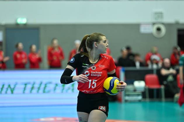 Marta Kamelija Levinska (Dresdner SC, 15) Dresdner SC vs. Ladies in Black Aachen, 1. Volleyball Bundesliga Frauen, Spielzeit 2024 2025, 08.03.2025 Dresdner SC vs. Ladies in Black Aachen, 1. Volleyball Bundesliga Frauen, Spielzeit 2024 2025, 08.03.2025 Dresden Copyright: xEibner-Pressefoto xHoepnerx EP_PHR