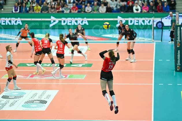 Marta Kamelija Levinska (Dresdner SC, 15) Dresdner SC vs. Ladies in Black Aachen, 1. Volleyball Bundesliga Frauen, Spielzeit 2024 2025, 08.03.2025 Dresdner SC vs. Ladies in Black Aachen, 1. Volleyball Bundesliga Frauen, Spielzeit 2024 2025, 08.03.2025 Dresden Copyright: xEibner-Pressefoto xHoepnerx EP_PHR