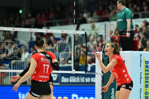Sarah Straube (Dresdner SC, 18) Dresdner SC vs. Ladies in Black Aachen, 1. Volleyball Bundesliga Frauen, Spielzeit 2024 2025, 08.03.2025 Dresdner SC vs. Ladies in Black Aachen, 1. Volleyball Bundesliga Frauen, Spielzeit 2024 2025, 08.03.2025 Dresden Copyright: xEibner-Pressefoto xHoepnerx EP_PHR